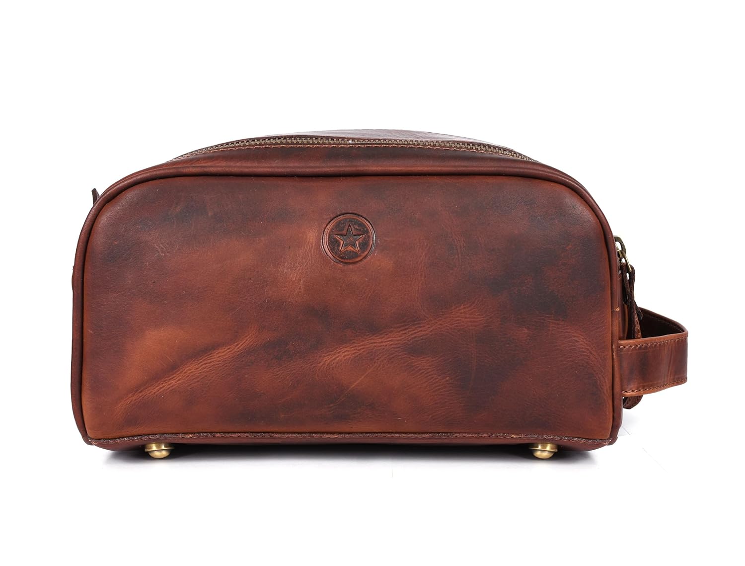 10" Premium Leather Toiletry Travel Pouch With Waterproof Lining | King-Size Handcrafted Vintage Dopp - Kit Gift for Father's Day By Aaron Leather Goods - Roamly