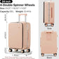 mixi Large Checked Luggage with Cup Phone Holder and Charger Hard Shell Suitcases with Spinner Wheels, 24 Inch Light Pink