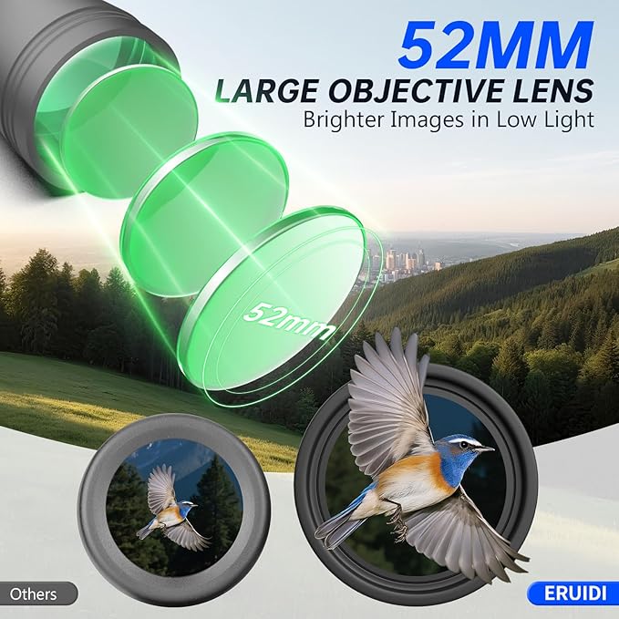 20x52 Binoculars for Adults High Powered - ERUIDI Bird Watching Binoculars with Long Range View for Cruise Ship Hunting Travel Stargazing Sports