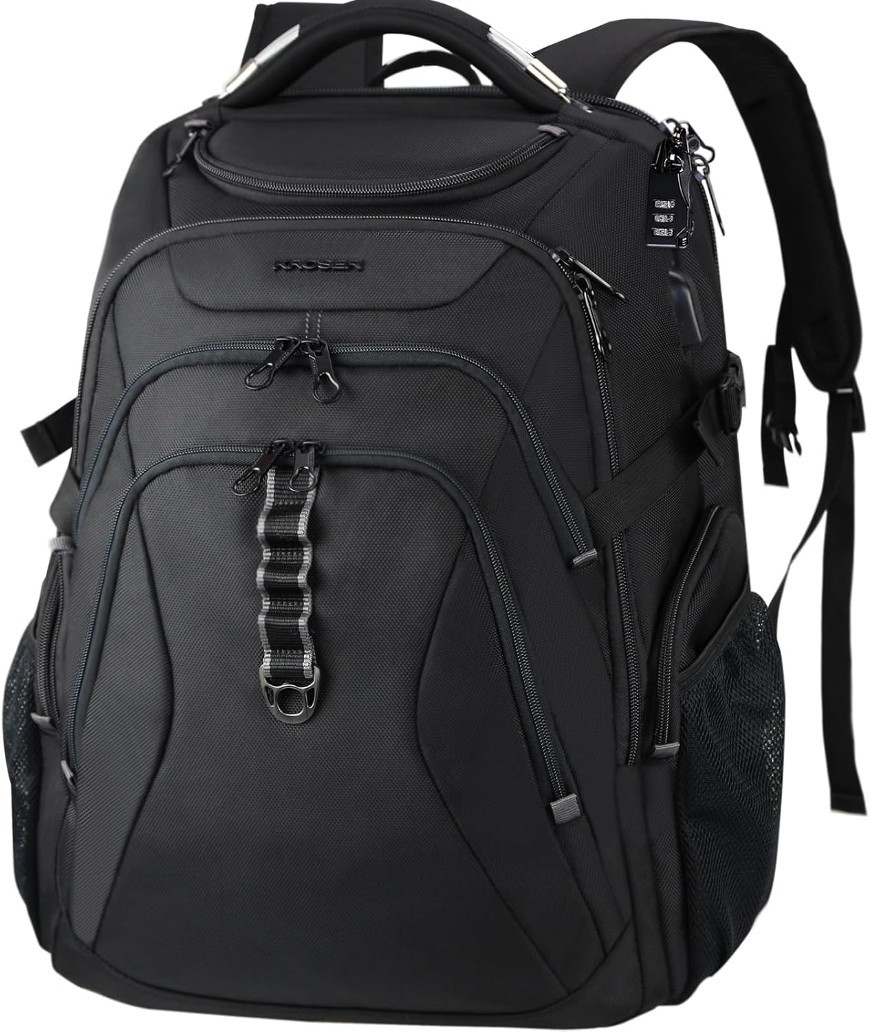 KROSER Travel Laptop Backpack 18.4 Inch XXXL Gaming Backpack with Hard Shell Saferoom RFID Pockets Water-Repellent Business College Daypack Stylish Laptop Bag for Men/Women-Black - Roamly