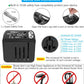 Universal International Travel Power Adapter W/High Speed 2.4A USB, 3.0A Type-C Wall Charger, European Adapter, Worldwide AC Outlet Plugs Adapters for Europe, UK, US, AU, Asia-Black