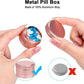 Small Metal Pill Box Pill Container - Waterproof Travel Pill Case for Purse Pocket, Portable Single Round Medecine Organizer Daily Vitamin Medication Pill Holder Pink