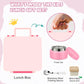 Kids Bento Lunch Box with 8oz Soup Thermo, Kids Leakproof Lunch Food Containers with 4 Compartment,Insulated Hot Food Jar with Lunch Bag for School, Travel (Pink-No lunch bag)