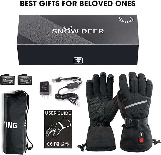 SNOW DEER Heated Motorcycle Gloves for Men Women, Electric Glove Rechargeable Battery Heated Hand for Motorcycle Biking Hunting Arthritis Skiing Working