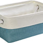 TheWarmHome Fabric Storage Bin with Handles,Storage Basket for Home Storage and Organization, Shelf Basket with Cover for Living Room Bedroom Decor Closet（White & Green,Small ,11.8L×7.9W×5.2H