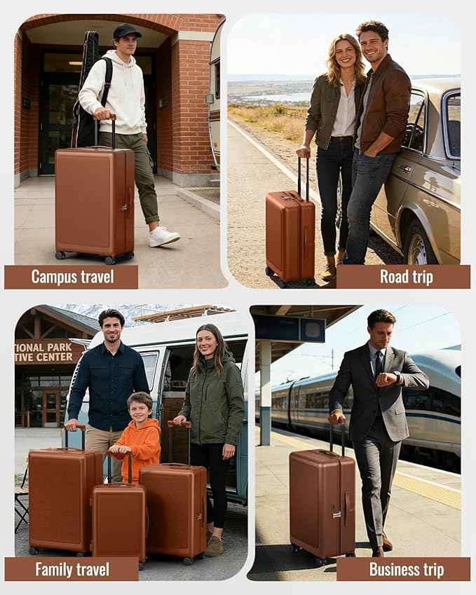 Joyway Luggage Sets 3 Piece with Spinner Wheels, Carry On Luggage 20In with ABS+PC Hardshell, Lightweight Suitcase Set with TSA Lock and Pressure-resistant Frame, 20/24/28 Inch, Brown