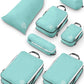 Large Compression Packing Cubes for Travel-Packing Cube Luggage Organizers 7 Piece Set for Checked Luggage-Ultralight, Expandable/Compression Bags by TRIPPED Travel Gear (DustyTeal/White) - Roamly
