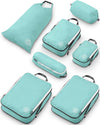 Large Compression Packing Cubes for Travel-Packing Cube Luggage Organizers 7 Piece Set for Checked Luggage-Ultralight, Expandable/Compression Bags by TRIPPED Travel Gear (DustyTeal/White) - Roamly