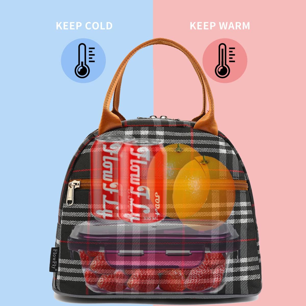 FlowFly Insulated Lunch Cooler Bag - Tote Bag Organizer for Women/Men, W&B