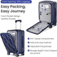 3 Piece Luggage Set 100% PC Hardshell, Front Opening Expandable Suitcase (20/24/28) with Laptop Compartment & Free Custom PVC Covers, Lightweight Spinner Wheels TSA Lock (Navy Blue)