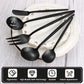 Matte Black Serving Silverware Set, 5-Piece Round Shared Utensils Set of Stainless Steel, Hostess Flatware Serving Set, Satin Finish, Dishwasher Safe
