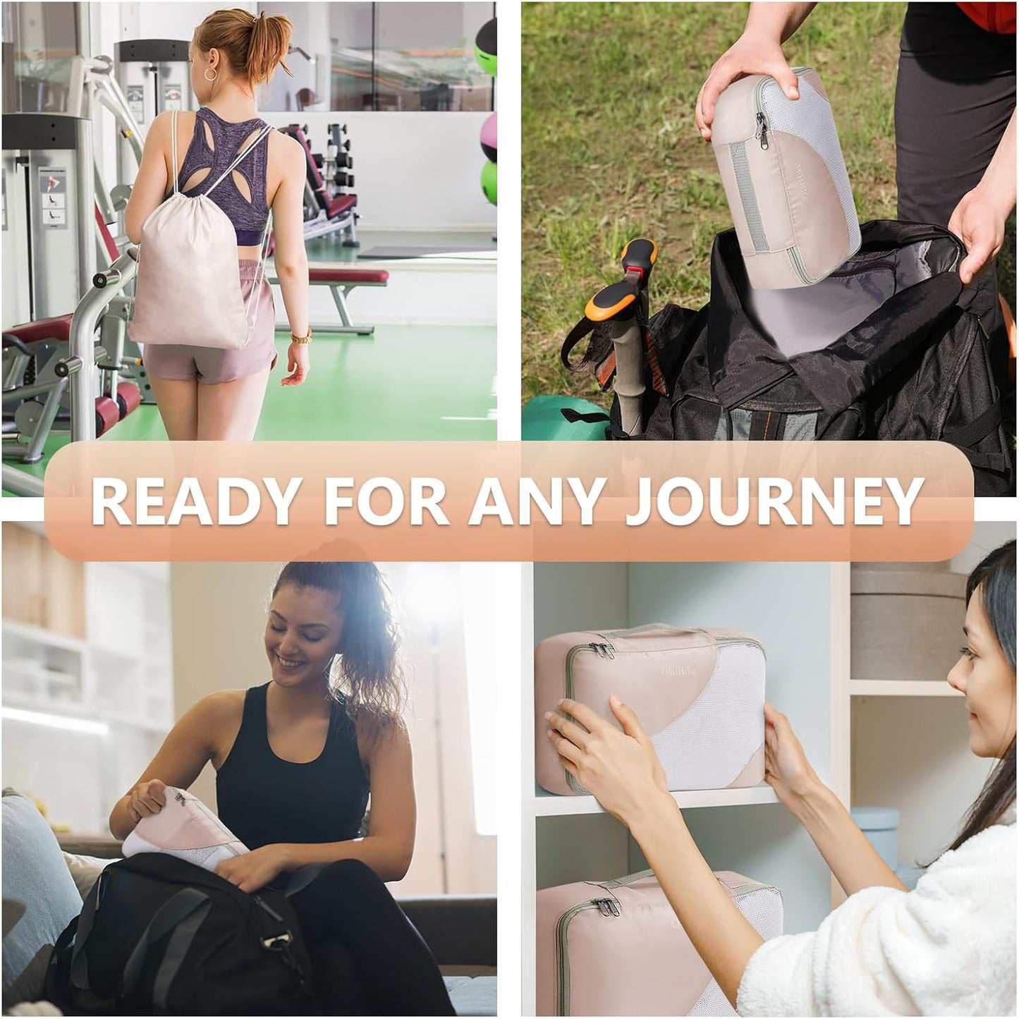 10 Set/8 Set Packing Cubes for Travel, Gifts for Women Mom,Anti-Tearing Suitcase Organizer for Luggage with Shoe & Hanging Toiletry Bag,OlarHike Vacation Essentials & Accessories for Cruise Ship,Cream - Roamly