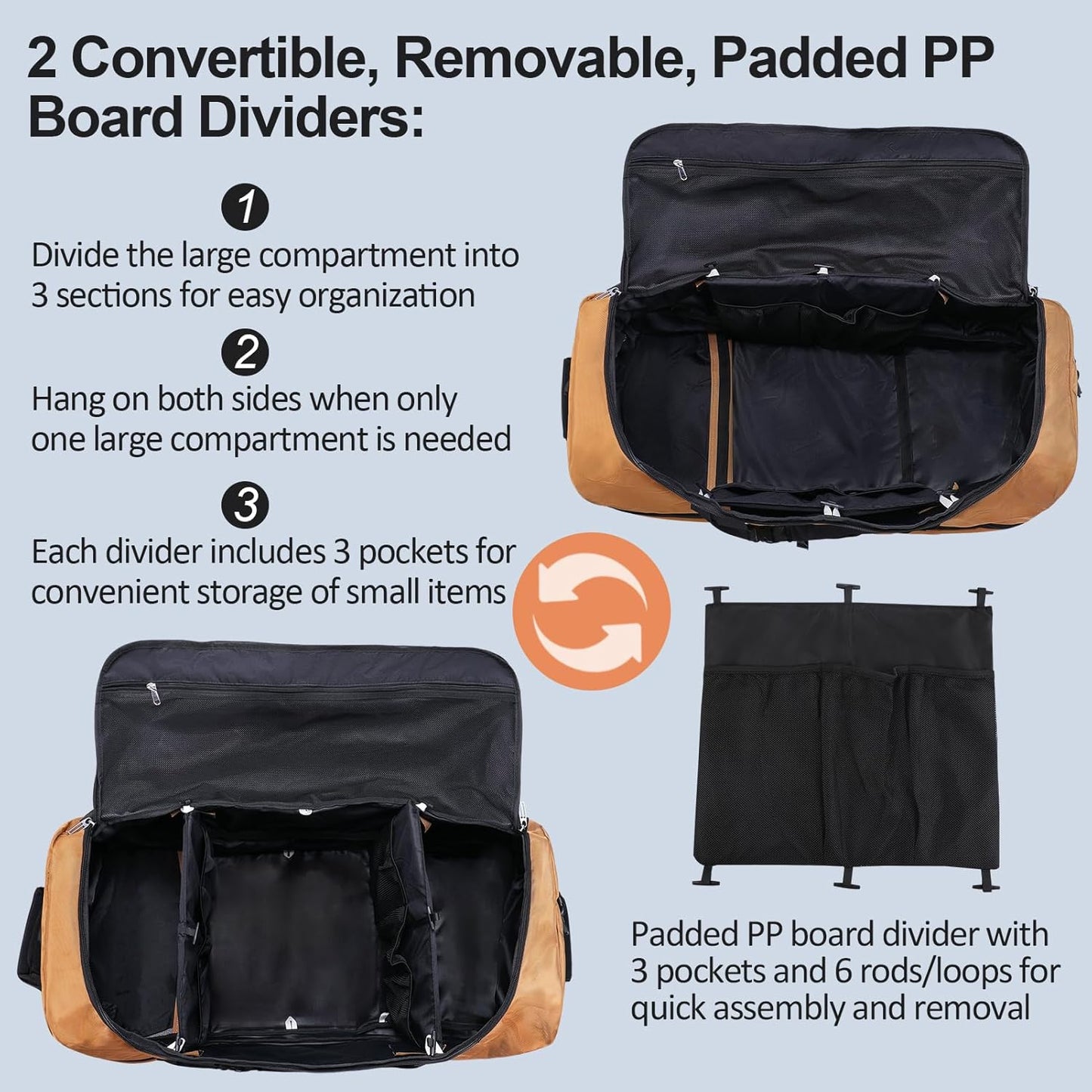 110L/140L Expandable Soft-Sided Foldable Duffle Bag with 2 Rubber Wheels,Packable 32” Rolling Carry-On with Multi-Pockets & Compartments,Coffee - Roamly