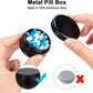 Portable Pill Box Metal Pill Case - Single Waterproof Pill Container for Purse & Pocket Travel Pillbox, Daily Round Aluminium Medicine Organizer Holder to Hold Vitamins, Medication, Fish Oil