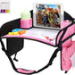 Kids Travel Tray, 3PCS Car Seat Tray for kids Travel, Toddler Road Trip Essentials With Drawing Kit, Toddler Lap Desk Organizer for Car, Carseat Table for Airplane