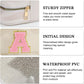 YOOLIFE Initial Make Up Bag Travel Toiletry Bag, Clear Makeup Bag Preppy Cosmetic Bag Clear Makeup Bags With Zipper Girlfriend Teacher 6 Year Old Girl Gifts Daughter Gifts Swim Gifts For Girls White R