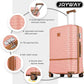 Joyway Carry On Luggage 20 Inch Expandable Suitcase with Spinner Wheel, 3 Piece Hard Shell Luggage Set with TSA Lock(Pink)