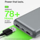 Belkin Portable Charger, USB C Power Bank 20000 mAh w/ 2 USB-A Ports, 15W w/A to C Cable for iPhone 16, 15, Samsung Galaxy S25, iPad, Nintendo Switch 2, Google Pixel 10, etc. - Gray