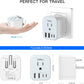 US to India Travel Plug Adapter, Foldable India Power Adapter with 4 USB(2 USB C Port) and 2 AC Outlets Charger, Type D Adaptor for US to India Bangladesh Maldives Pakistan Sri Lanka(1 Pack)