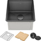 KRAUS Kore Workstation 17-inch Undermount 16 Gauge Black Stainless Kitchen Sink, Single Bowl Kitchen Sink in PVD Gunmetal Finish with Accessories, KWU1101-17-PGM