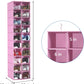 coastal rose Hanging Shoe Organizer for Closet, 20 Sections Hanging Closet Organizers and Storage Shelves, Space Saving Shoe Storage Rack Holder, Pink, 12''W×12''Dx 50''H