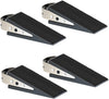 Shackcom Rubber Door Stopper Wedge, 4 Pack Black Heavy Duty Door Stop Suitable for All Floor Types, with Stainless Steel Hangers for Easy Storage, Prevents Unwanted Slams and Bumps