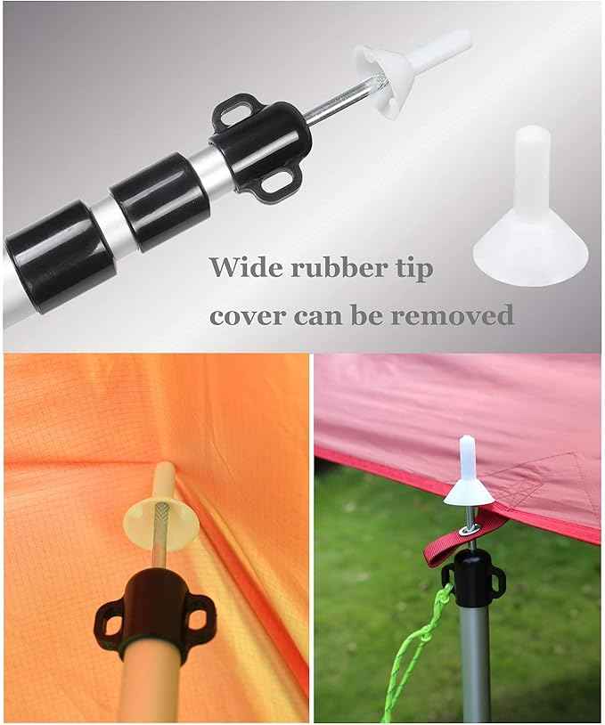 HIKEMAN Tent Poles Camping Poles for Tarp Awning Canopy Porch Sun Sails Tarpaulin Headroom Aluminium Adjustable Telescoping