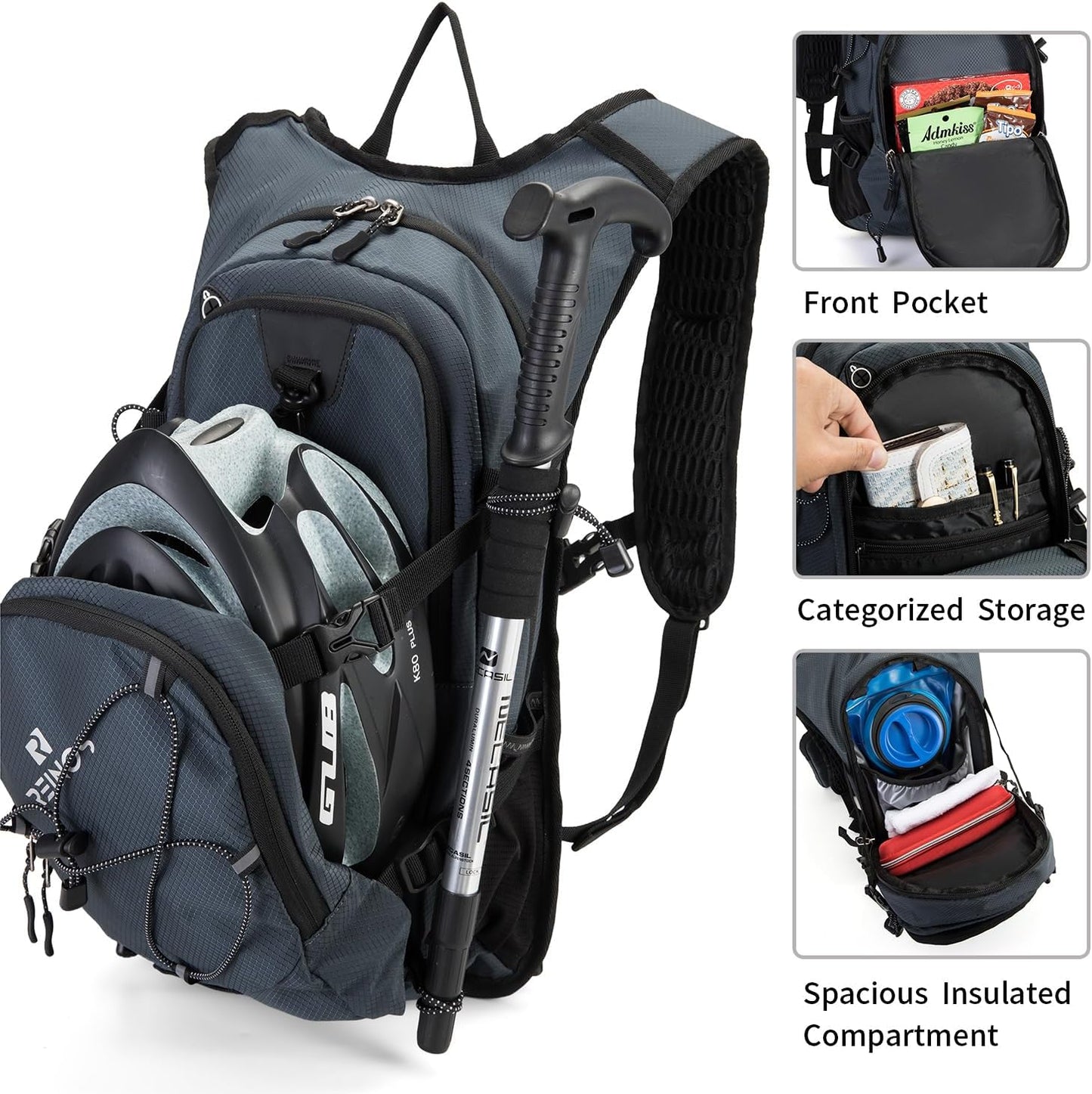 Hydration Backpack Pack with 2L Water Bladder 18L Hiking Backpack Women Men Lightweight Hydropack Insulated Daypack for Biking, Running, Festival - Roamly