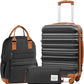 LONG VACATION Carry On Luggage Sets 3 Piece 20 Inch Suitcase Set, ABS+PC Hardshell Lightweight Travel Luggage with Spinner Wheels & YKK Zipper TSA Lock (20 INCH (BP/TB), BLACK-BROWN)