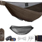 OneWind 11ft Portable Camping Hammock with Mosquito Net, Adjustable Ridgeline Double Hammock with 2*12Ft Tree Straps, Coyote Brown