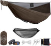 OneWind 11ft Portable Camping Hammock with Mosquito Net, Adjustable Ridgeline Double Hammock with 2*12Ft Tree Straps, Coyote Brown
