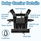 Baby Carrier, Lumbar Support Infant Carrier (0-36M, 8-33 lbs) with Foldable Headrest Carabiners for Big and Tall Parents, Men, Women (Black)