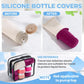 16Pack Travel Bottles for Toiletries, TSA Approved Travel Size Toiletries Containers Set, Silicone Leak Proof Refillable Bottles Elastic Sleeves Creams Jars Accessories Kit W/Clear Bag (Purplish Red)