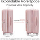 3 Piece Luggage Set 100% PC Hardshell, Front Opening Expandable Suitcase (20/24/28) with Laptop Compartment & Free Custom PVC Covers, Trunk Style Lightweight Spinner Wheels TSA Lock (Pink)