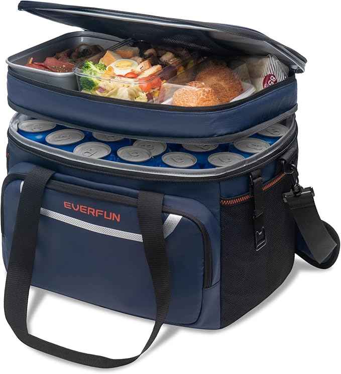 EVERFUN Small Cooler Bag 24/48 Can Insulated Lunch Box Double Deck Soft Leak-Proof Waterproof Collapsible Ice Chest for Men Women Work Travel Car Trip Picnic Beach