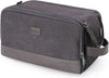 WANDF Toiletry Bag for Men Travel Toiletry Organizer Canvas and Leather Dopp Kit Water-Resistant Shaving Bag for Travel Accessories (Grey, Large) - Roamly