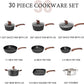 MAISON ARTS 30 Piece Pots and Pans Set Non Stick, Kitchen Cookware & Bakeware Sets with Nonstick Granite Coating, Baking Tray, Frying Pan and Saucepan, Black