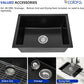 Dcolora 22 Inch Quartz Composite Bar Sink Black Undermount Small Granite Composite Kitchen Sink Prep RV Single Bowl Under Counter, Round Corner, 22"x17", DC-GU7747