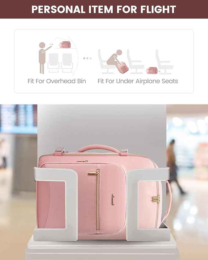LOVEVOOK Travel Backpack for Women & Men 40L,Airline Approved Carry On Backpack Travel Essentials,TSA Carry on Luggage,Waterproof Personal Item Travel Bag,Suitcase with 3 Packing Cubes,Pink-Pink