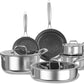COOKER KING Stainless Steel Cookware Set, Pots and Pans Set Non Stick, Hybrid Ceramic Cookware,Non-Stick Frying Pans, Saucepans, Saute Pan & Stock Pot, Non-Toxic, Oven Safe, Induction Compatible