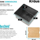 KRAUS Kore 21 Inch Undermount Workstation 16 Gauge Stainless Steel Single Bowl Kitchen Sink n PVD Gunmetal Finish with Accessories, KWU1101-21-PGM