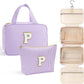 YOOLIFE Hanging Toiletry Bag for Women - Travel Toiletry Bag Makeup Bag, Portable Toiletries Cosmetic Bag, Airplane Travel Essentials - Letter P, Purple