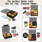 Kids Bento Lunch Box with 8oz Soup Thermo, Kids Leakproof Lunch Food Containers with 4 Compartment,Insulated Hot Food Jar with Lunch Bag for School, Travel (Black)