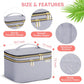 Large Makeup Bag with Mirror Double Layer Travel Make Up Organizer Case, Large Capacity Coemetic with Brush Slot Divider, Travel Toiletry Bag for Women (Grey)