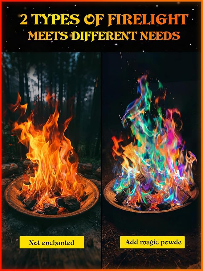 MEKER Fire Color 6 Pack & Fire Starter 32 Cube Set, Fire Color Changing Packets - Safe for Indoor Use, Fire Pit, Campfires, Outdoor Fireplaces, Bonfire, Perfect Fire Camping Accessories for Kids