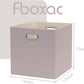 Cube Storage Bins 13×13 Linen Foldable Box with Handles, Collapsible Organization Basket Set of 4 Large Capacity Drawer for Closet Shelf Cabinet Bookcase Bedroom, Beige Sepia