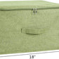 ANMINY 2PCS Storage Bins with Zipper Lids 36 Qt Lidded Fabric Storage Boxes Baskets Cubes with Handles Collapsible Washable Cotton Linen Closet Shelf Clothes Organizer Containers - Green, Large