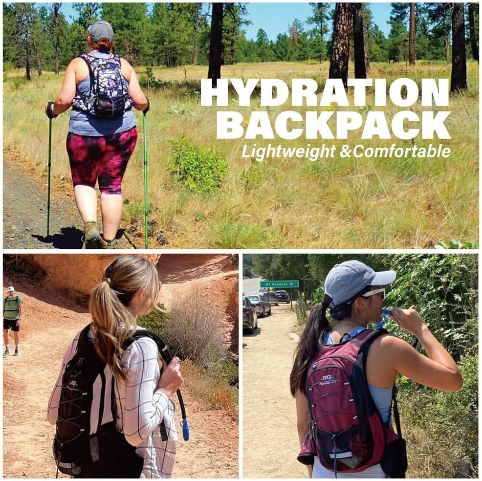 15L Insulated Hydration Backpack Pack with 2L Water Bladder Lightweight Hiking Backpack Bag for Women Men Daypack for Hiking Running Festival Camping Biking - Roamly
