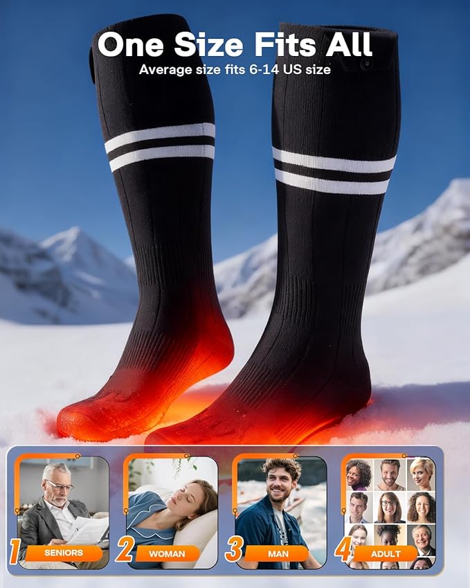 Heated Socks for Men Women with APP Control, 10000mAh*2 Battery Rechargeable Electric Heated Socks Up to 15 Hours,Smart Foot Warmers Washable for Camping Hunting Fishing Cycling Skiing Skating Hiking