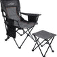 FAIR WIND Oversized Padded Camping Chair with Footrest Stool Set Heavy Duty Support 300 LBS Cooler Bag Chair - Black